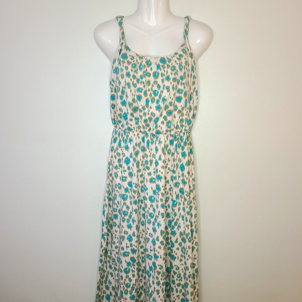 Loft Blue Leapord Print Maxi Dress, Small